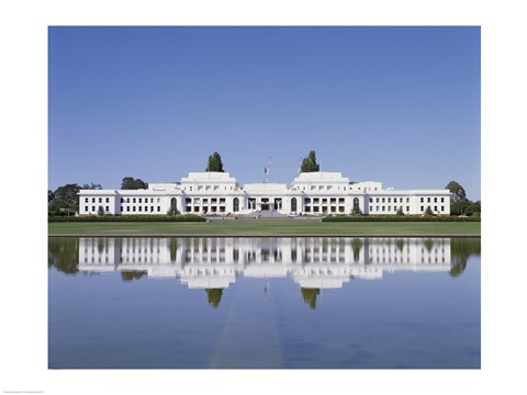 Framed Building on the waterfront, Parliament House, Canberra, Australia Print