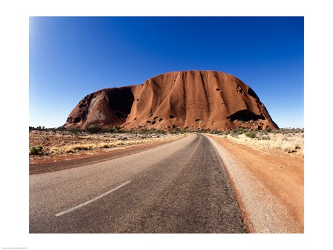 Framed Road passing through a landscape, Ayers Rock, Uluru-Kata Tjuta National Park, Australia Print