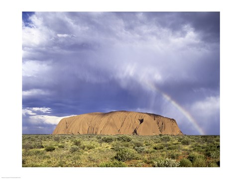 Framed Rock formation on a landscape, Ayers Rock, Uluru-Kata Tjuta National Park Print