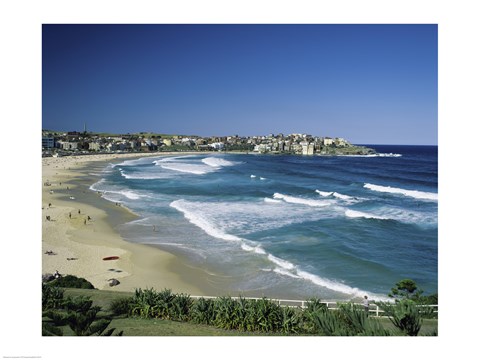 Framed High angle view of a beach, Bondi Beach, Sydney, New South Wales, Australia Print