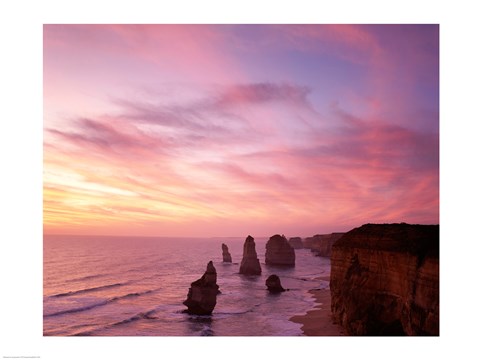 Framed High angle view of rock formations, Twelve Apostles, Port Campbell National Park, Australia Print
