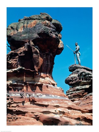 Framed Person standing on a rock formation, Elcho Island, Arnhem land, Northern Territory, Australia Print