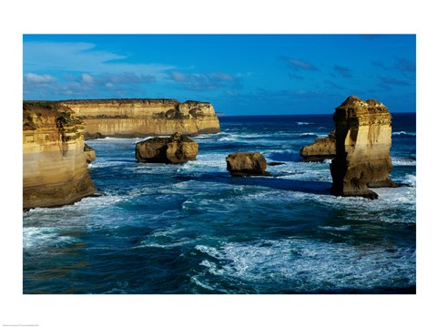 Framed High angle view of rocks in the sea, Twelve Apostles, Port Campbell National Park, Victoria, Australia Print