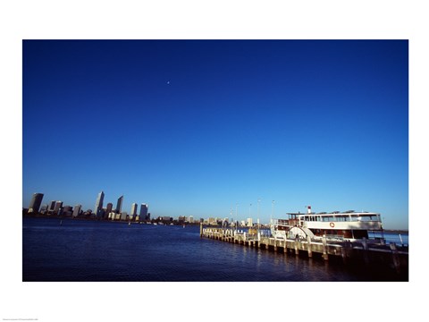 Framed Ferry docked in a harbor, Perth, Australia Print