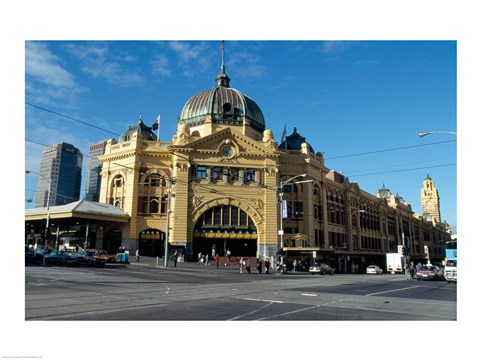 Framed Facade of a railroad station, Flinders Street Station, Melbourne, Victoria, Australia Print