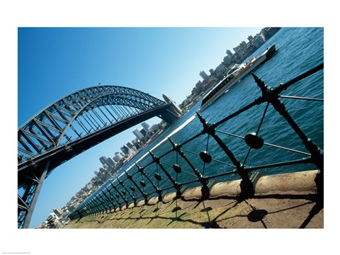 Framed Low angle view of a bridge at a harbor, Sydney Harbor Bridge, Sydney, New South Wales, Australia Print