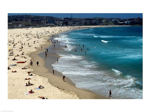 Framed High angle view of tourists on the beach, Sydney, New South Wales, Australia Print