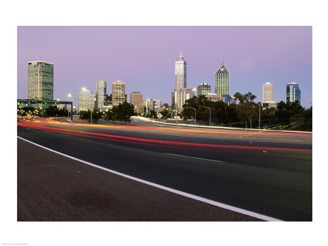 Framed Streaks of light on a road, Perth, Australia Print
