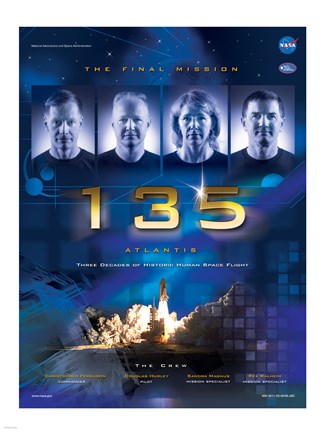 Framed NASA STS-135 Official Mission Poster Print