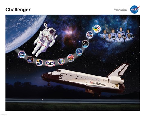 Framed Space Shuttle Challenger Tribute Poster Print