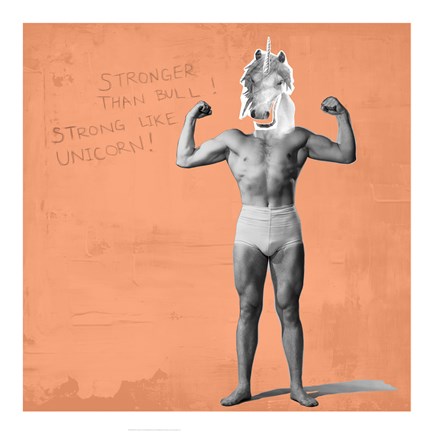 Framed Muscle Man Unicorn Print