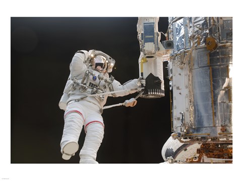 Framed Asronaut Repairing Iss Print