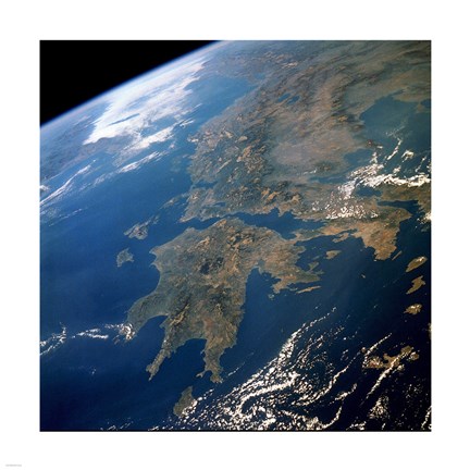 Framed Greece from Space Print