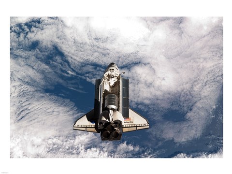 Framed STS-135 Atlantis during the Rendezvous Pitch Maneuver Print