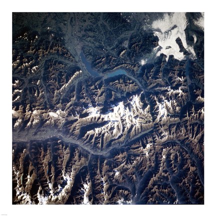 Framed Swiss alps from space taken by Atlantis Print