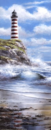 Framed Red Lighthouse Print