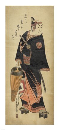 Framed Samurai In Black Print