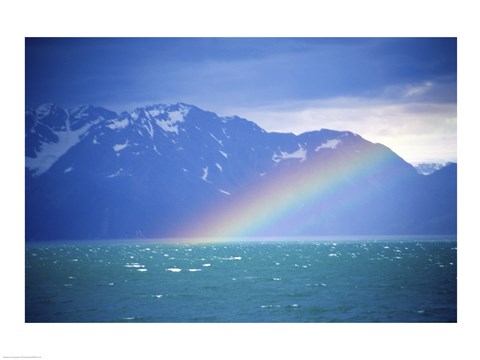 Framed Rainbow over a sea, Resurrection Bay, Kenai Fjords National Park, Alaska, USA Print