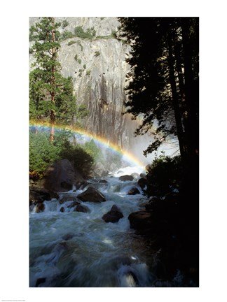 Framed Yosemite National Park, rainbow above stream, USA, California Print