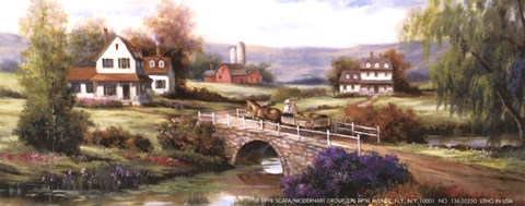 Framed Farm with Stone Bridge Print