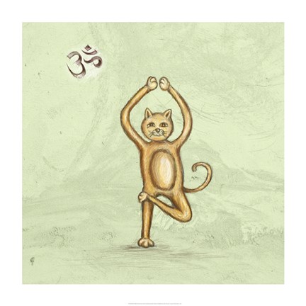 Framed Yoga Cat III Print