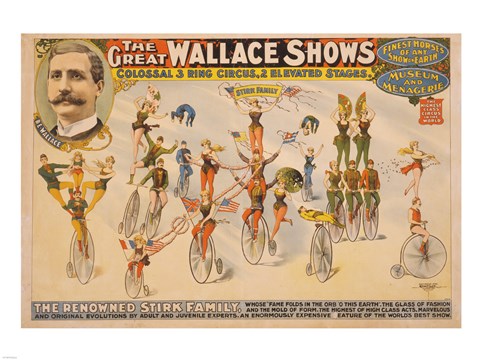 Framed Colossal Three Ring Circus Print