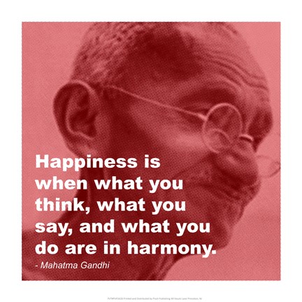 Framed Gandhi - Happiness Quote Print
