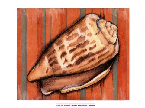 Framed Shell on Stripes III Print
