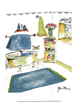 Framed Girly Bathroom I Print