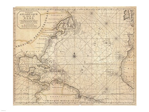 Framed 1683 Mortier Map of North America, the West Indies, and the Atlantic Ocean Print