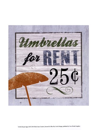 Framed Beach Signs III Print