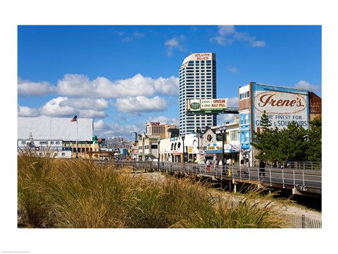 Framed Boardwalk Stores, Atlantic City, New Jersey, USA Print