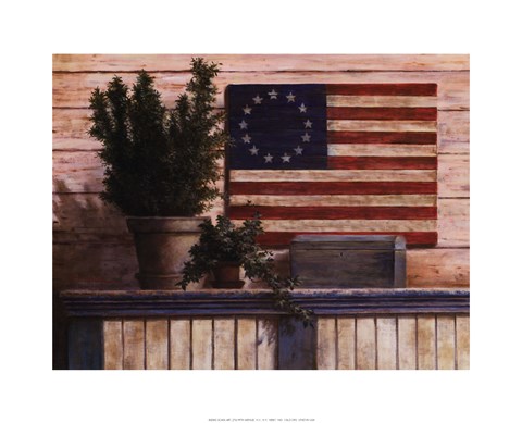 Framed Old Flag with Ivy Print