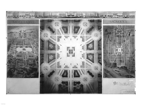 Framed Proposed drawing for Independence Square, Washington Memorial III Print