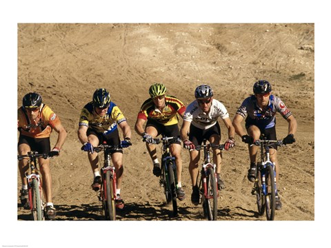 Framed Group of people riding bicycles in a race Print