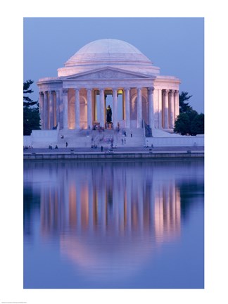 Framed Jefferson Memorial Reflection At Dusk, Washington, D.C., USA Print