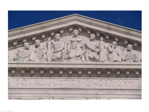 Framed Pedimental frieze on the U.S. Supreme Court building, Washington, D.C., USA Print