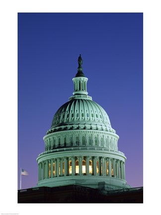 Framed Capitol Building lit up at night, Washington D.C., USA Print
