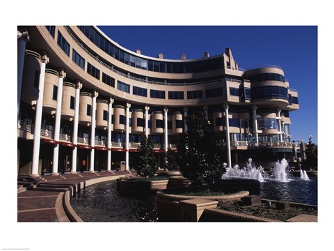 Framed Fountain in front of a building, Washington Harbor, Georgetown, Washington DC, USA Print