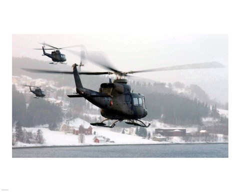 Framed Norwegian military Bell 412SP helicopters Print