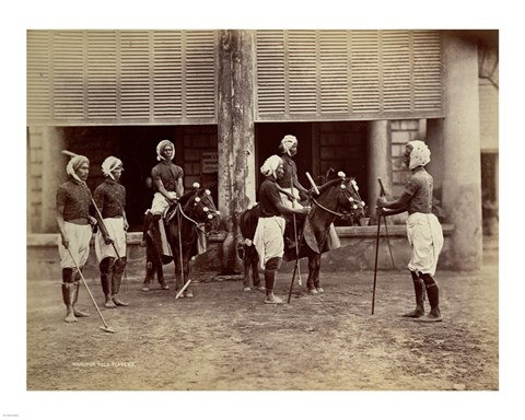 Framed Manipur Polo Players 1875 Print