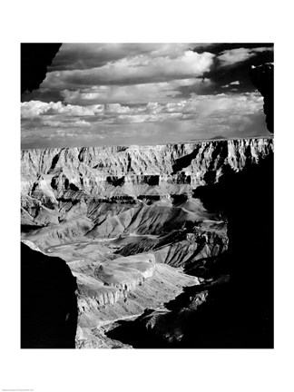 Framed Grand Canyon National Park (wide angle, black &amp; white) Print