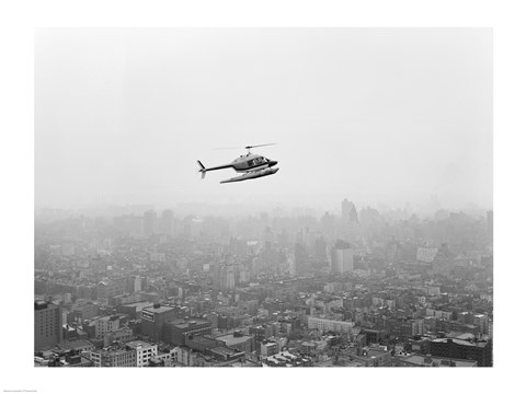 Framed USA, New York State, New York City, Helicopter over city Print