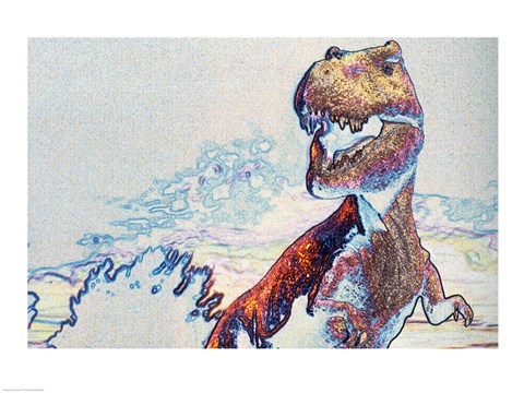 Framed Close-up of a tyrannosaurus rex in color Print
