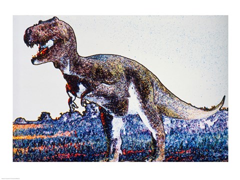 Framed Colorful Close-up of a tyrannosaurus rex Print