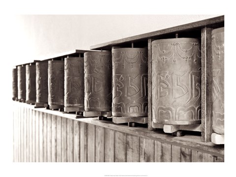 Framed Tibetan Prayer Wheels Print