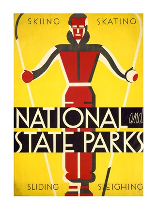 Framed National and state parks, skiing, skating, sliding, sleighing Print