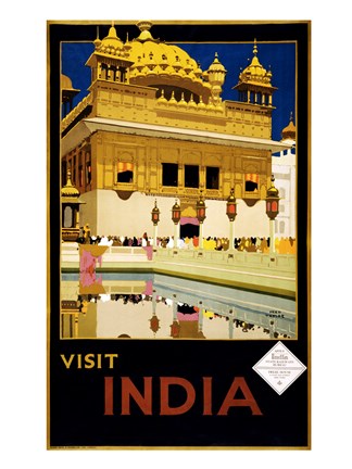 Framed Visit India, travel poster, 1935 Print