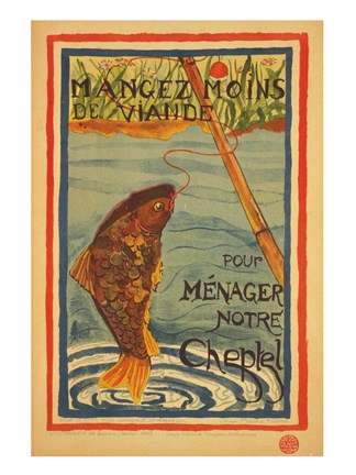 Framed Mangez moins de viande pour menager notre cheptel Print