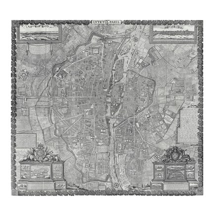 Framed 1652 Plan de Gomboust Print